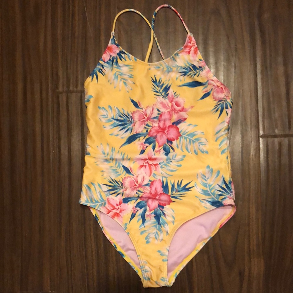Girls Yellow Volcom Swimsuit, Size 10